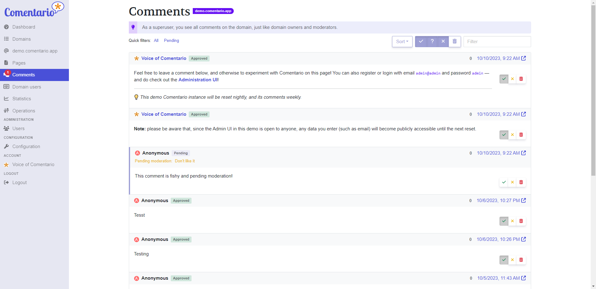 Comentario - Self-Hosted, Modern Comment System