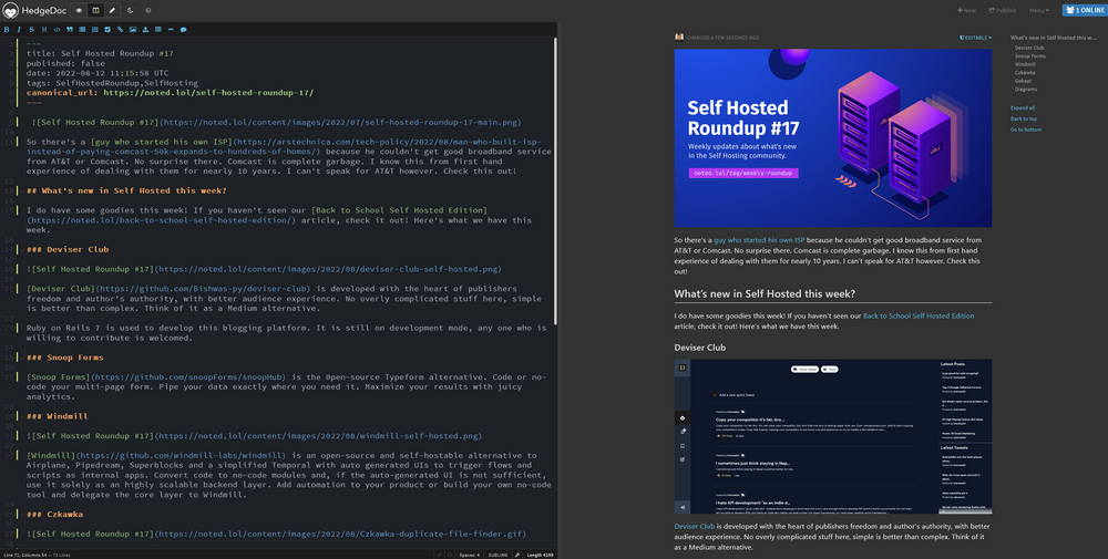 HedgeDoc - A Collaborative Markdown and Note Taking App