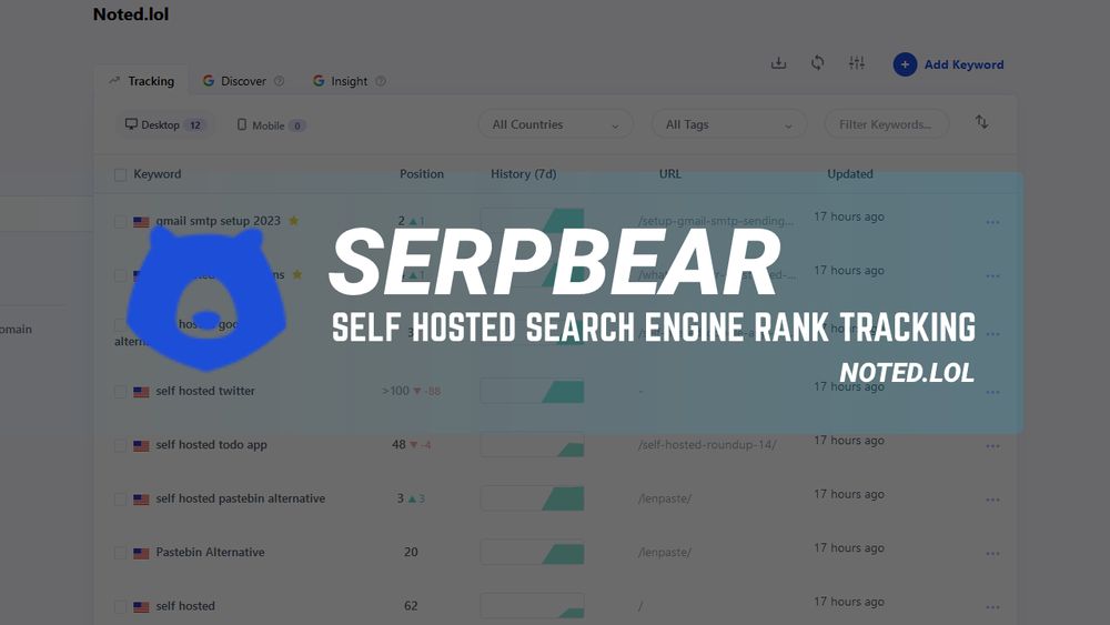 SerpBear - A Self Hosted Search Engine Rank Tracking Platform