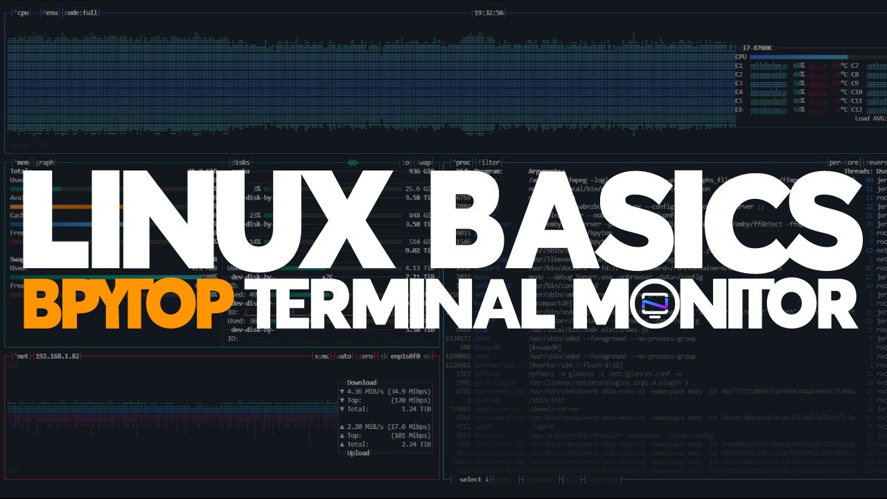 Linux Basics - Bpytop Terminal System Monitor