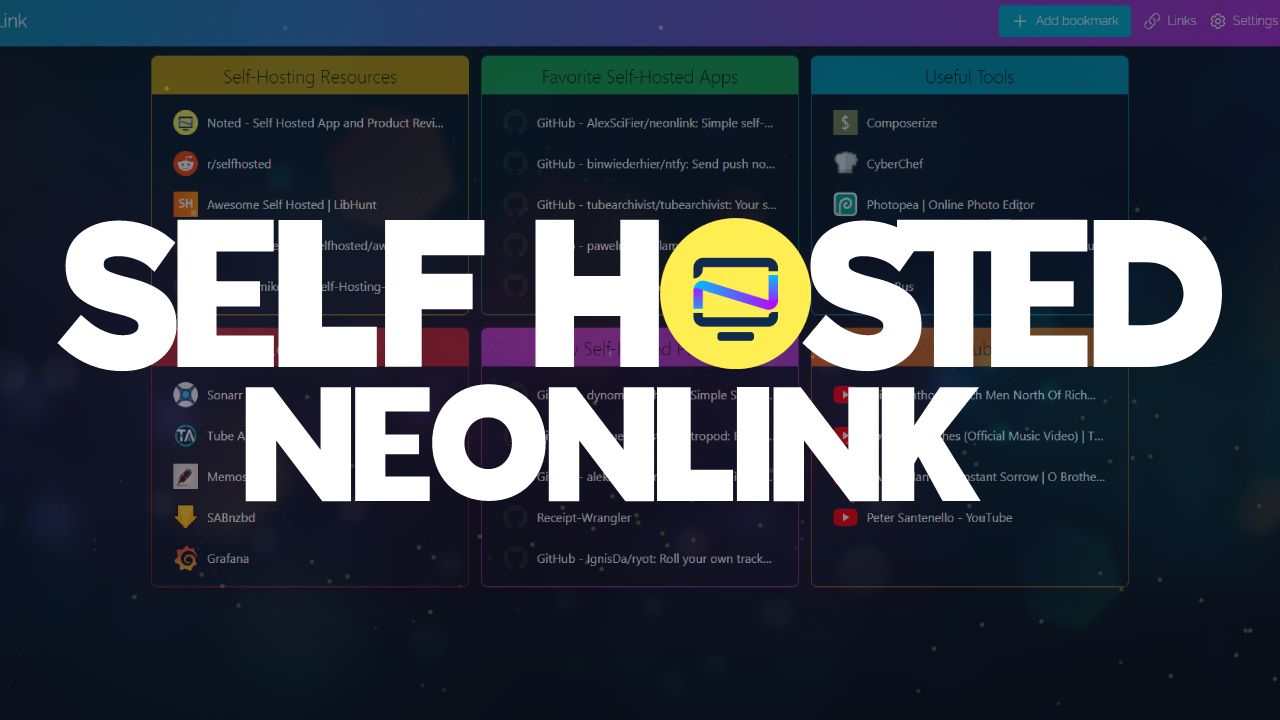 Organize your Favorite Links by Group using the Self Hosted NeonLink