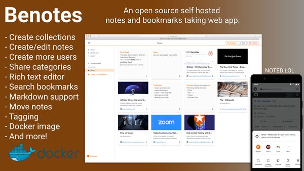 Benotes - Self Hosted Bookmarks and Note Taking